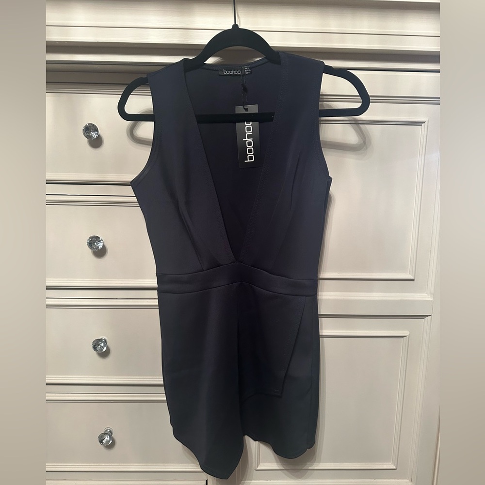 BooHoo Navy Romper